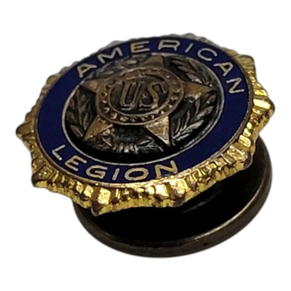 Vintage American Legion Screw Back Pin PAT DE 54296 Blue Enamel US Hat Badge